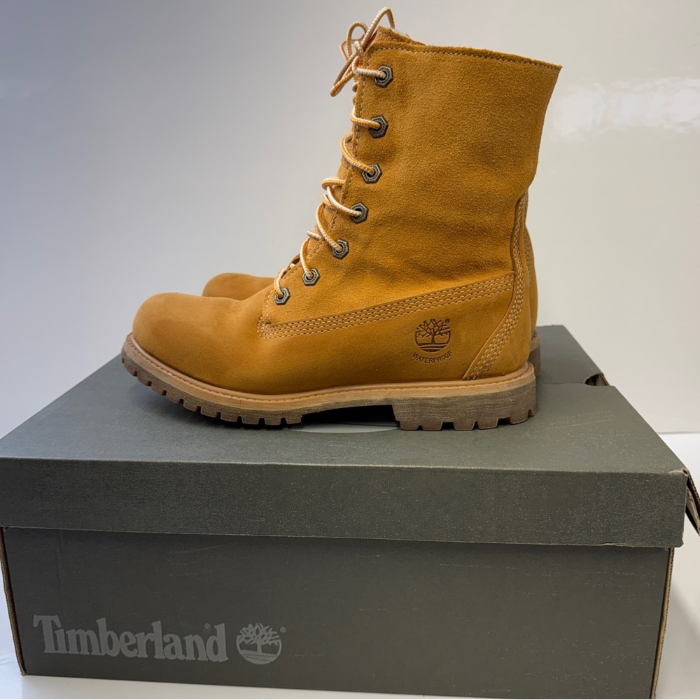 NEW! Timberland Authentics Teddy Fleece Waterproof Fold-Down Boot Wheat Size 6.5 - Picture 16 of 16